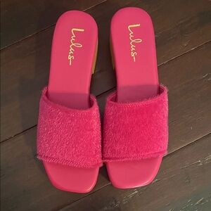 Lulu's Vibrant Pink Fuzzy Sandals